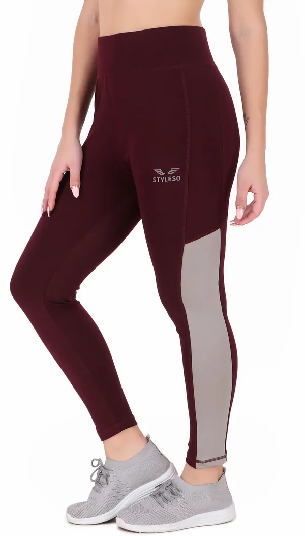 Maroon_Lycra_Blend_Ankle_Length_Tights_For_Women