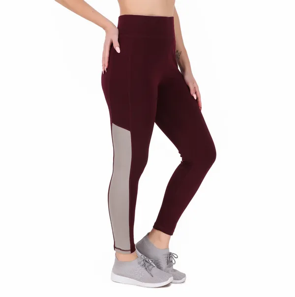 Maroon_Lycra_Blend_Ankle_Length_Tights_For_Women