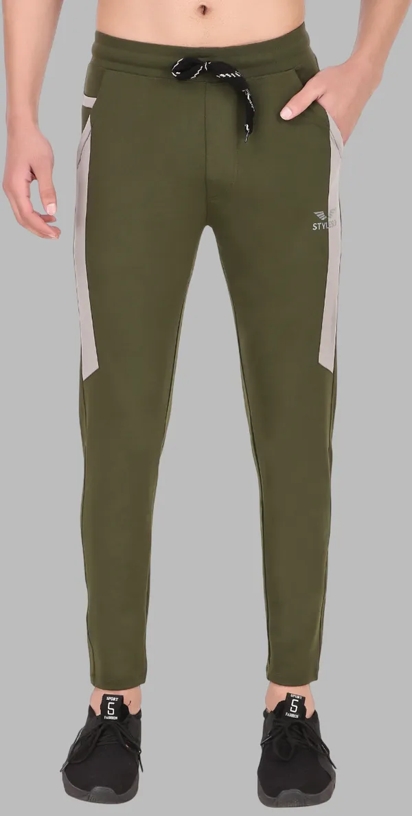 Dark_Green_Lycra_Blend_Colorblock_Track_Pants_For_Men