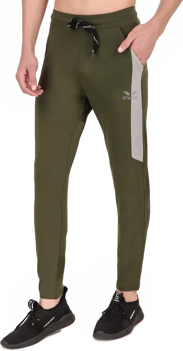 Dark_Green_Lycra_Blend_Track_Pants_For_Men