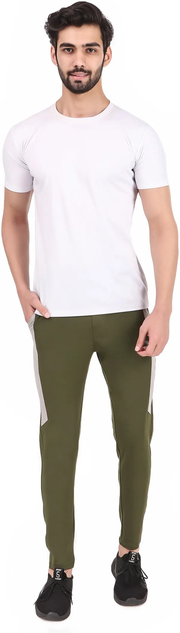 Dark_Green_Lycra_Blend_Colorblock_Track_Pants_For_Men