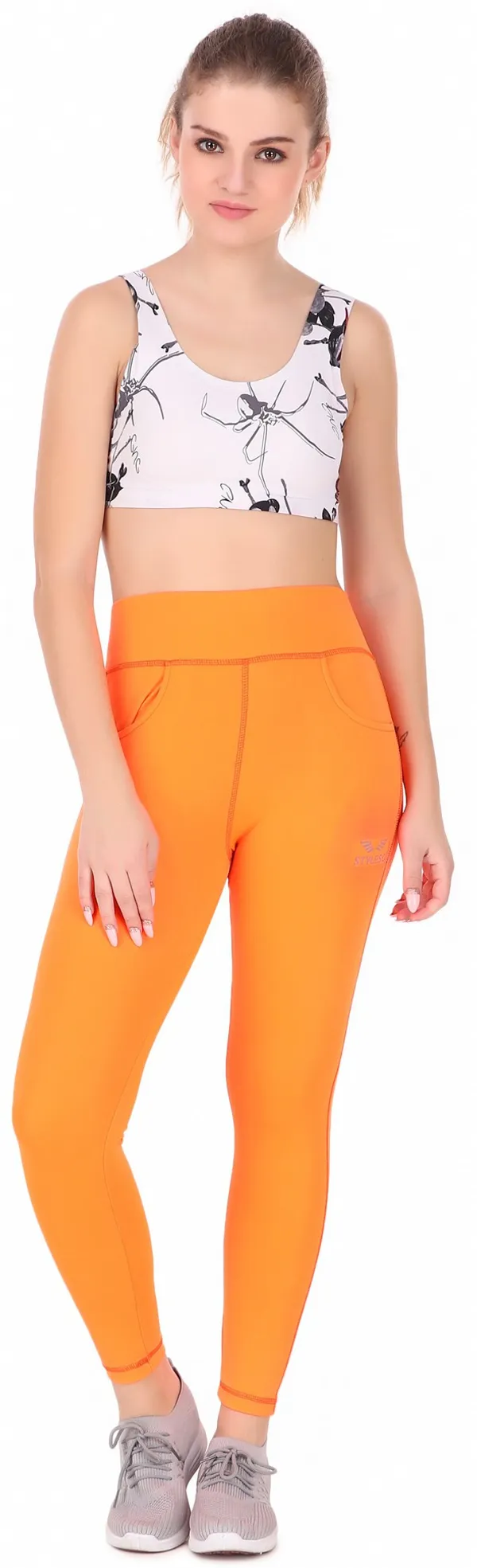 Orange_Lycra_Blend_Solid_Tights_For_Women