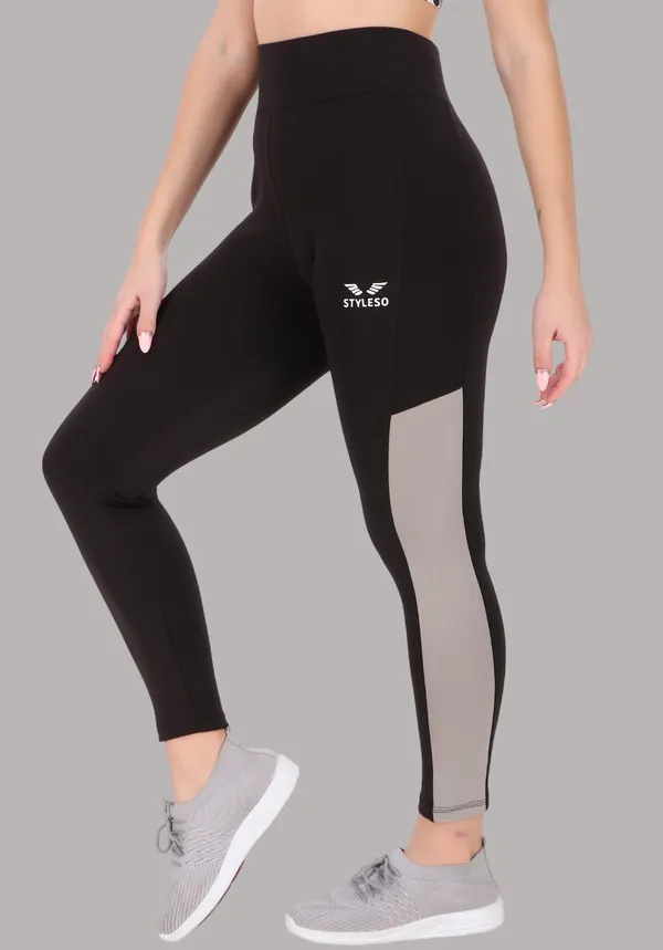 Black_&_Beige_Lycra_Blend_Ankle_Length_Tights_For_Women