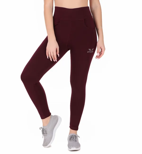 Maroon_Lycra_Blend_Solid_Tights_For_Women