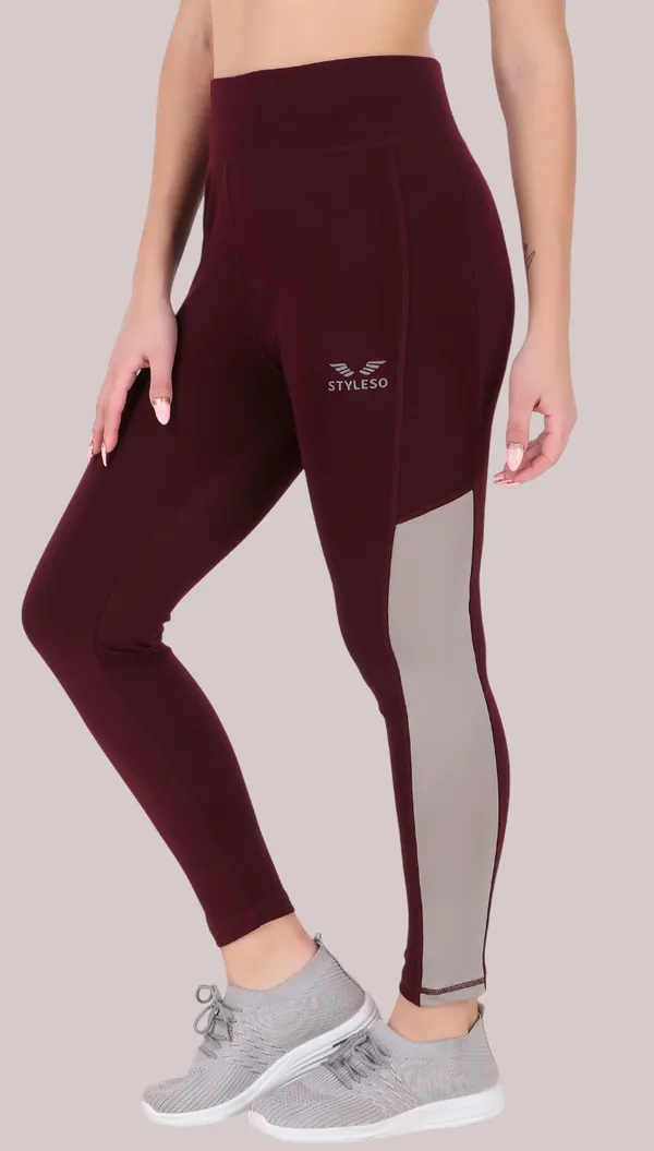 Maroon_Lycra_Blend_Ankle_Length_Tights_For_Women