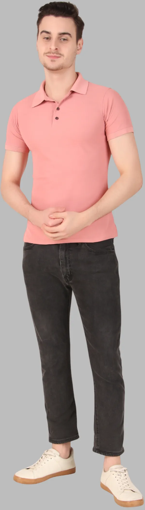 Pink_Polyester_Solid_Polo_Neck_Pink_T-Shirt_For_Men