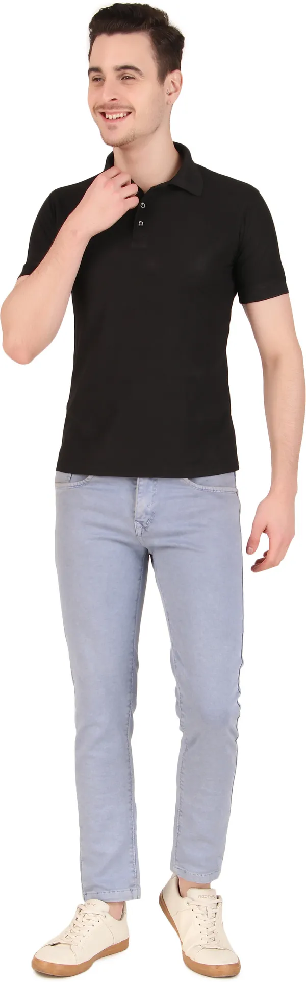 Black_Polyester_Solid_Polo_Neck_T-Shirt_For_Men