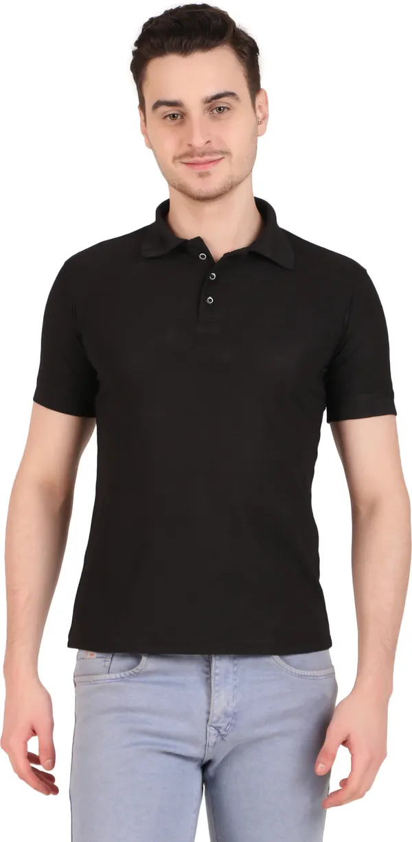 Black_Polyester_Solid_Polo_Neck_T-Shirt_For_Men