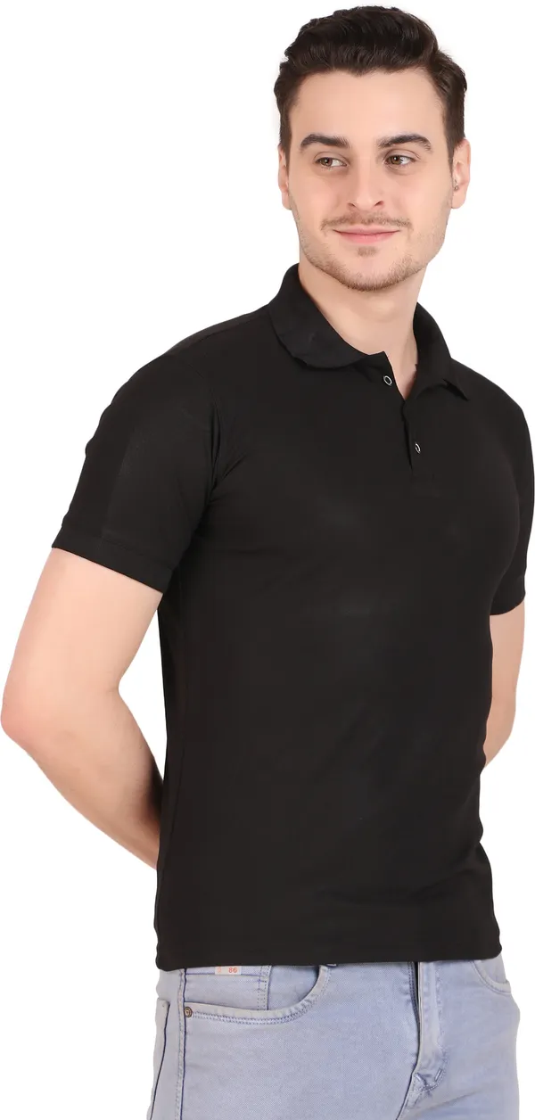 Black_Polyester_Solid_Polo_Neck_T-Shirt_For_Men