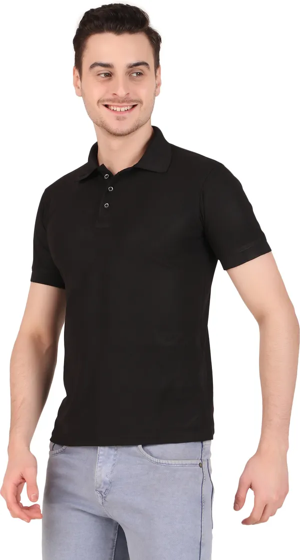 Black_Polyester_Solid_Polo_Neck_T-Shirt_For_Men