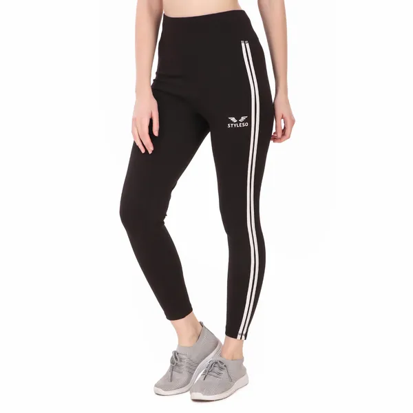 Styleso_Premium_Black_Workout_Tights_with_Two_White_Side_Stripes