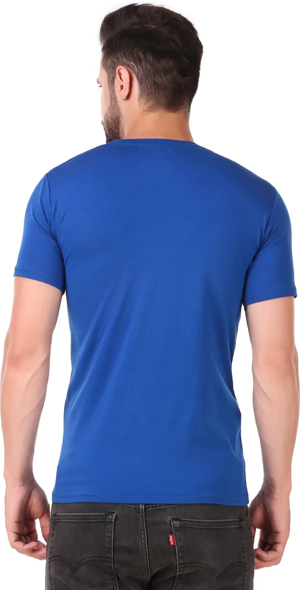 Blue_Cotton_Blend_Solid_Round_Neck_T-Shirt_For_Men