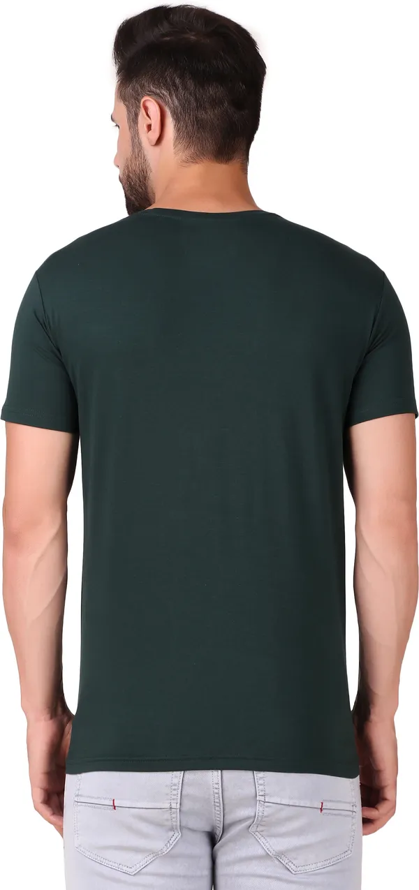 Dark_Green_Cotton_Blend_Solid_Round_Neck_T-Shirt_For_Men