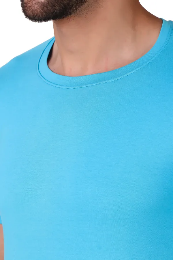 Light_Blue_Cotton_Blend_Solid_Round_Neck_Light_T-Shirt_For_Men