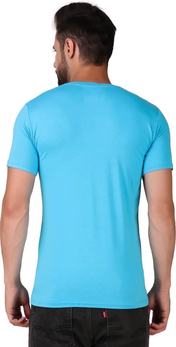 Light_Blue_Cotton_Blend_Solid_Round_Neck_Light_T-Shirt_For_Men