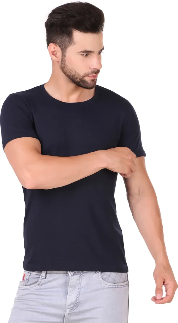 Navy_Blue_Cotton_Blend_Solid_Round_Neck_T-Shirt_For_Men