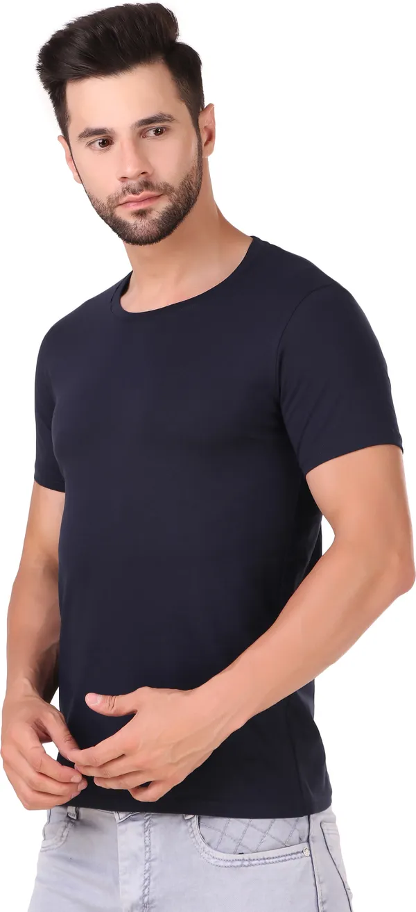 Navy_Blue_Cotton_Blend_Solid_Round_Neck_T-Shirt_For_Men