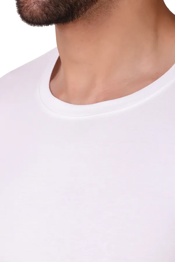 White_Cotton_Blend_Solid_Round_Neck_T-Shirt_For_Men