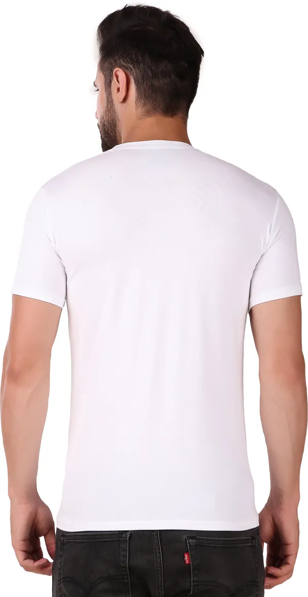 White_Cotton_Blend_Solid_Round_Neck_T-Shirt_For_Men