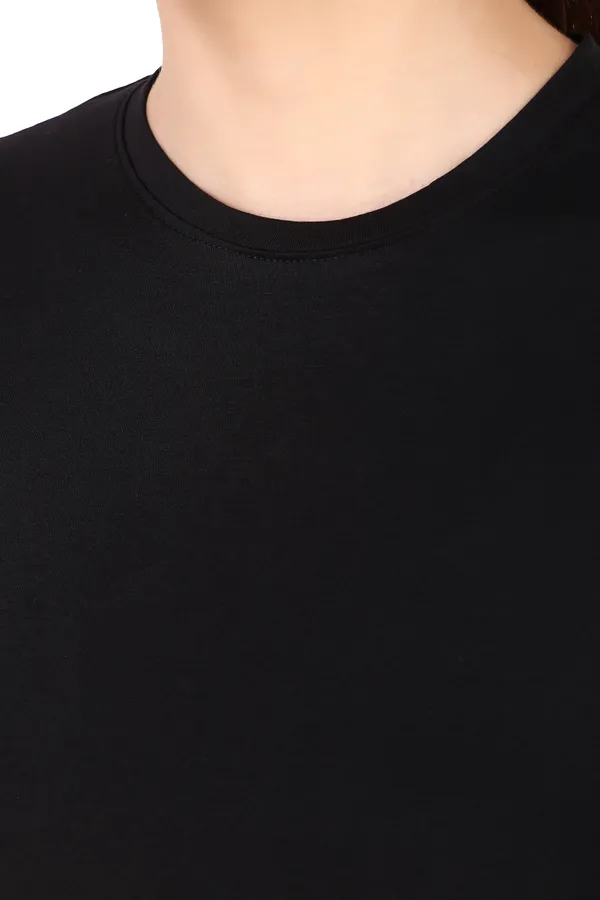 Black_Cotton_Blend_Solid_Round_Neck_T-Shirt_For_Women
