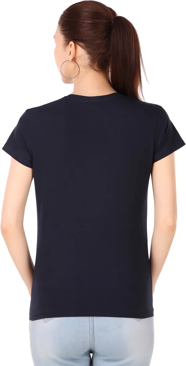 Dark_Blue_Cotton_Blend_Solid_Round_Neck_T-Shirt_For_Women