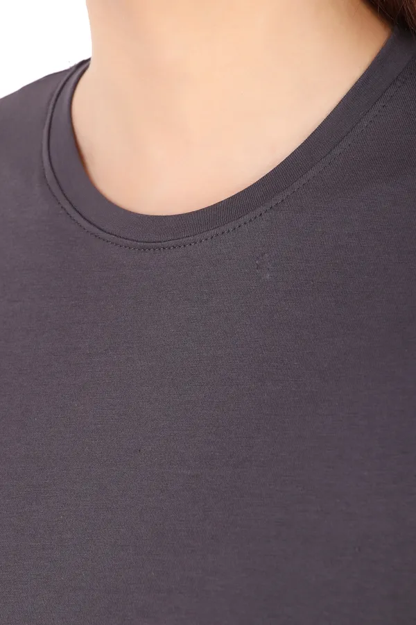 Grey_Cotton_Blend_Solid_Round_Neck_T-Shirt_For_Women