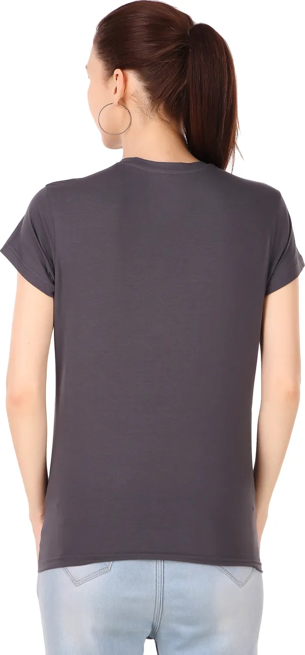 Grey_Cotton_Blend_Solid_Round_Neck_T-Shirt_For_Women