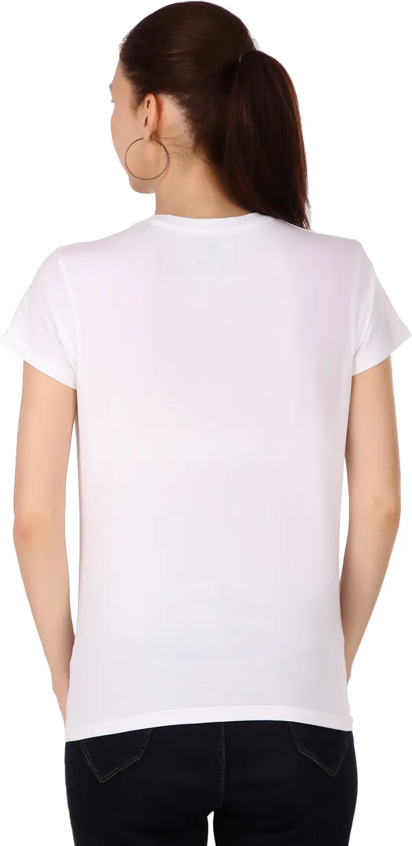 White_Cotton_Blend_Solid_Round_Neck_T-Shirt_For_Women