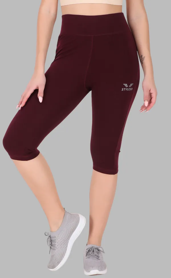 Maroon_Lycra_Blend_Capri_For_Women