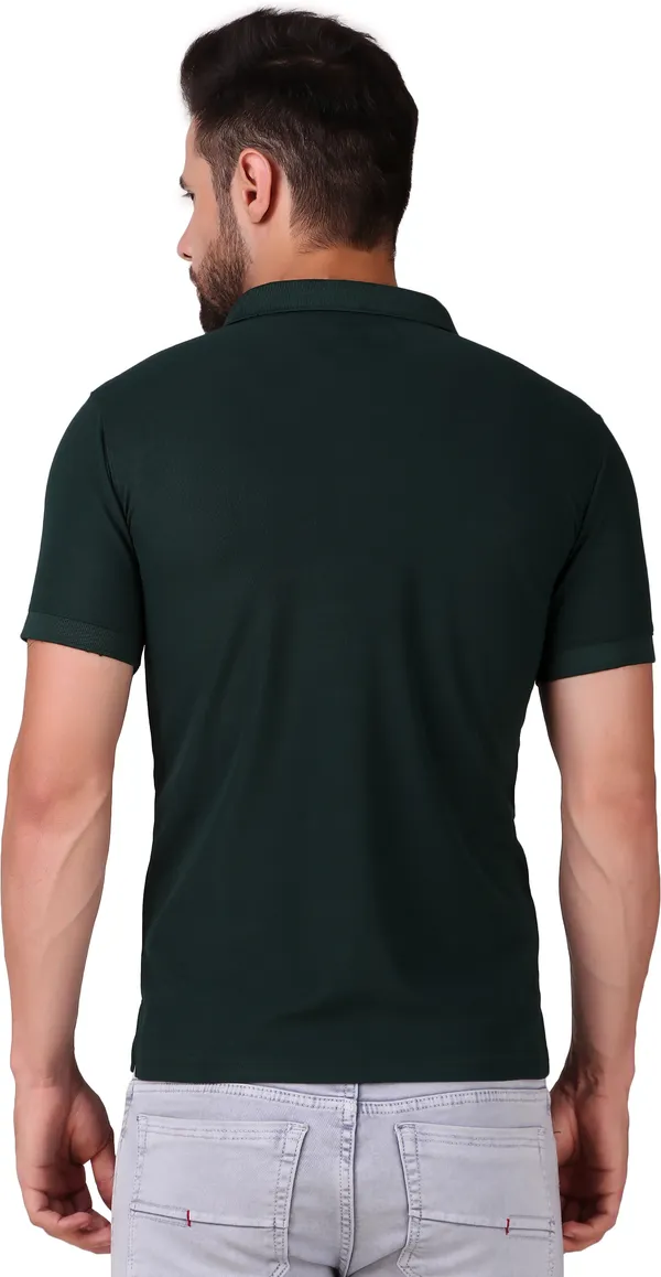 Dark_Green_Polyester_Solid_Polo_Neck_T-Shirt_For_Men