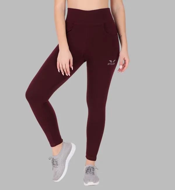 Maroon_Lycra_Blend_Solid_Tights_For_Women