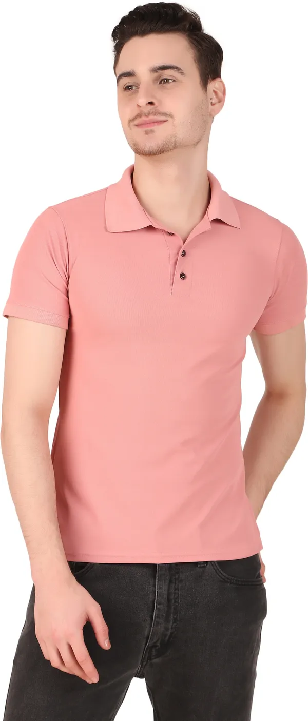 Pink_Polyester_Solid_Polo_Neck_Pink_T-Shirt_For_Men