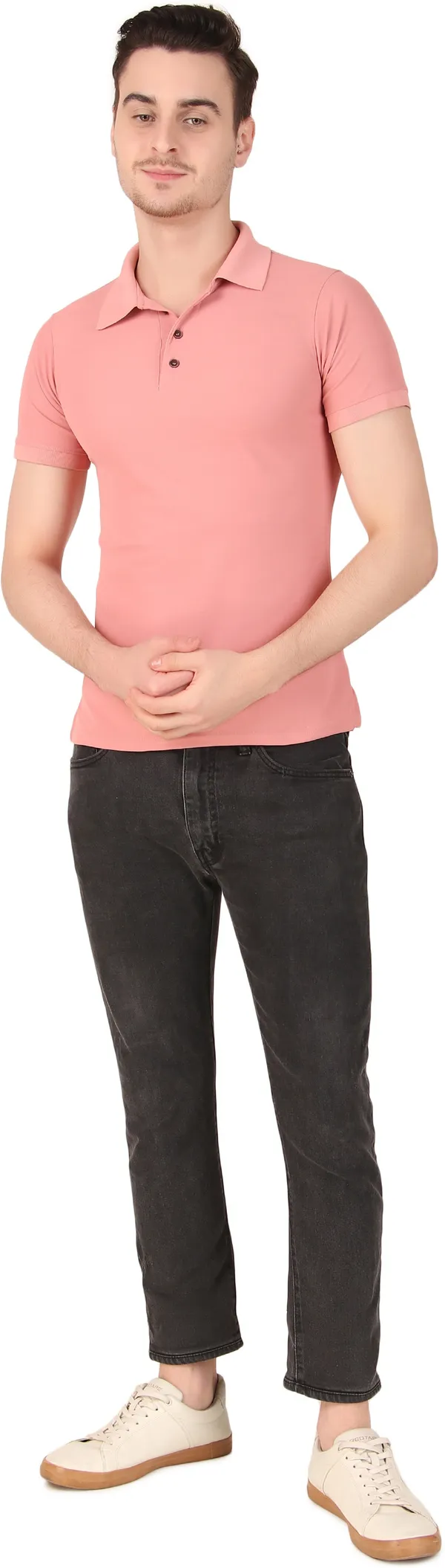Pink_Polyester_Solid_Polo_Neck_Pink_T-Shirt_For_Men