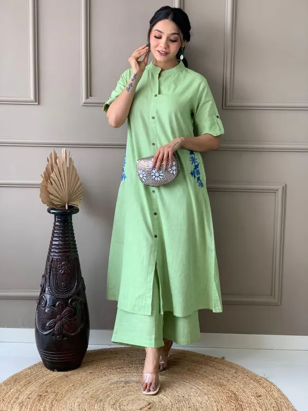 Light_Green_Cotton_Embroidered_Kurta_Palazzo_Set_For_Women