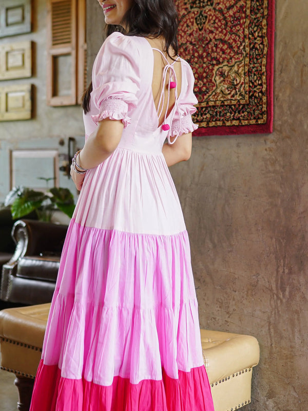 Pink_Cotton_Ombre_Tiered_Dress_For_Women