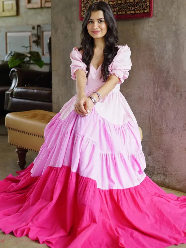 Pink_Cotton_Ombre_Tiered_Dress_For_Women