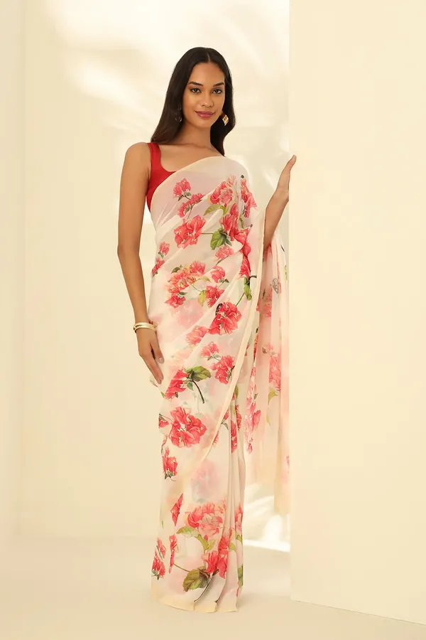 Off_White_Georgette_Digital_Print_Saree_With_Unstitched_Blouse_Piece