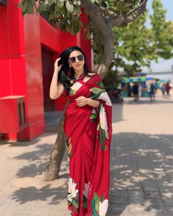 Scintillating_1-Minute_Ready_To_Wear_Red_Georgette_Saree
