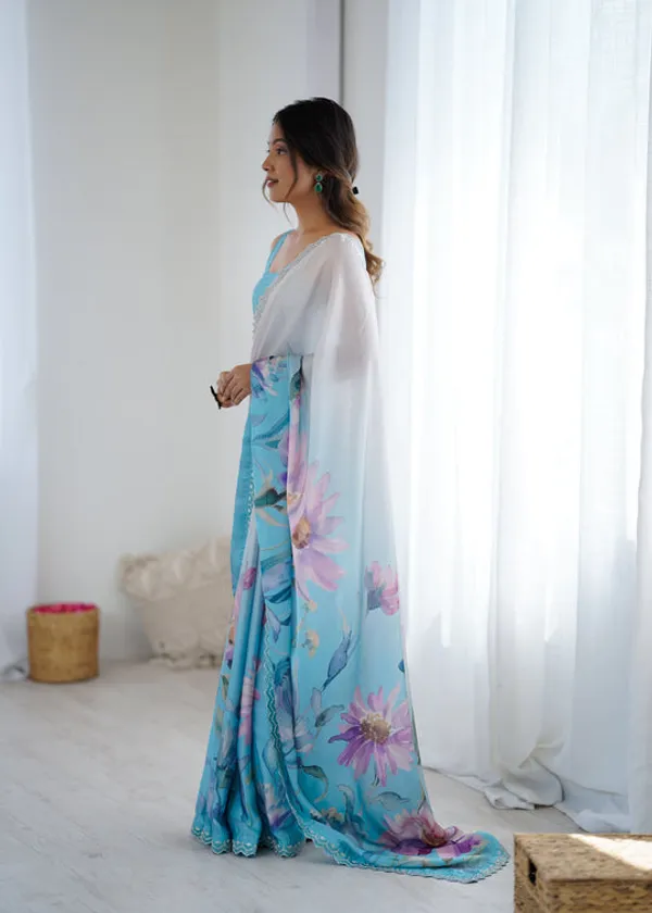 Sky_Blue_Sattin_Georgette_With_Hand_Print_Daimond_And_Cutdana_Work_Saree_With_Blouse_Piece