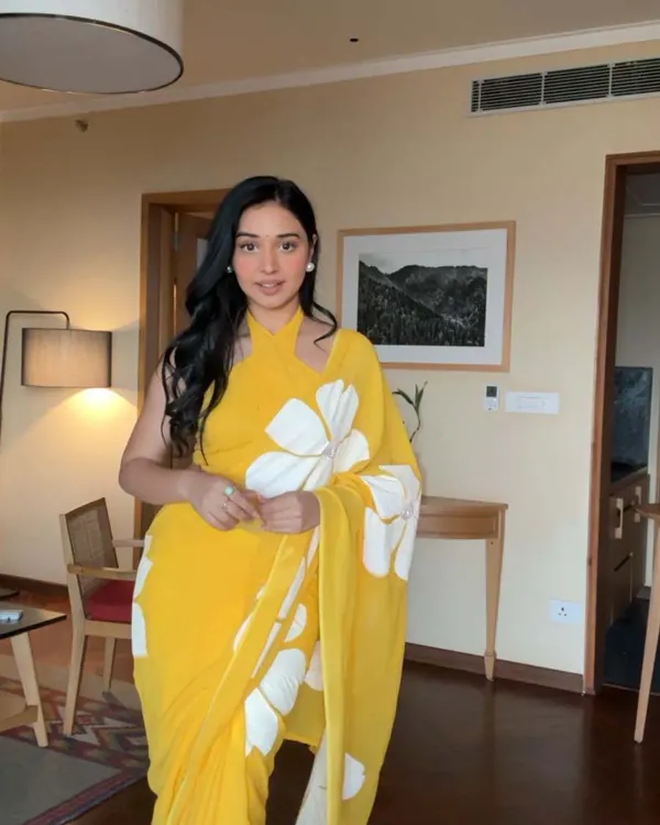One_Minute_Ready_To_Wear_Yellow_Blossom_Pure_Soft_Georgette_Silk_Saree