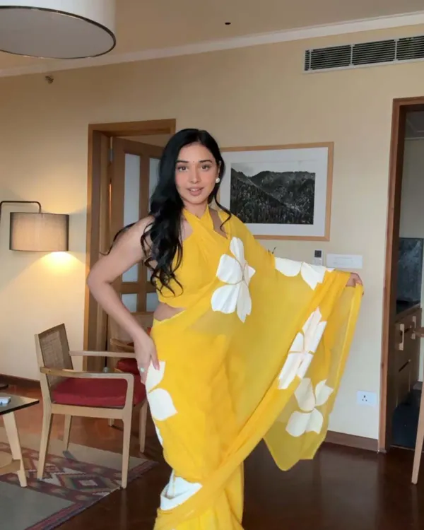 One_Minute_Ready_To_Wear_Yellow_Blossom_Pure_Soft_Georgette_Silk_Saree