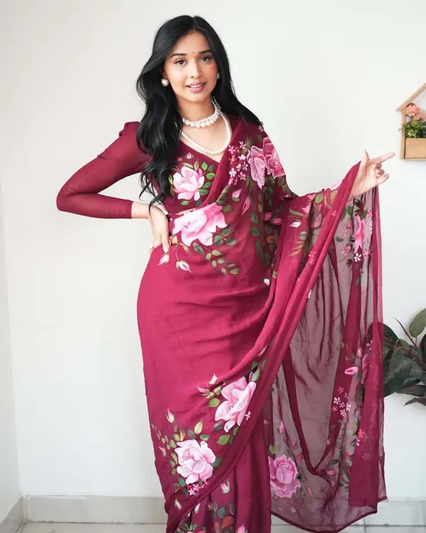 Gossamer_Ready_To_Wear_Maroon_Georgette_Saree