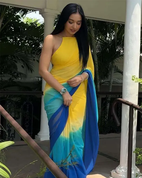 Yellow_And_Blue_Colour_1-Minute_Ready_To_Wear_Georgette_Saree_With_Blouse_Piece