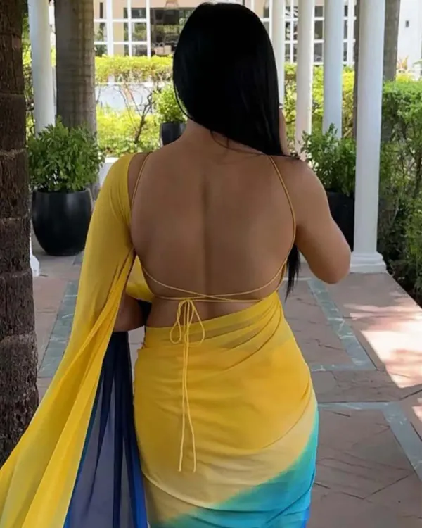 Yellow_And_Blue_Colour_1-Minute_Ready_To_Wear_Georgette_Saree_With_Blouse_Piece