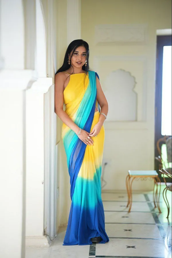 Yellow_And_Blue_Colour_1-Minute_Ready_To_Wear_Georgette_Saree_With_Blouse_Piece