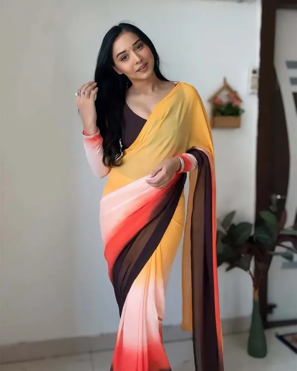 Petrichor_1-Minute_Ready_To_Wear_Yellow_And_Brown_Georgette_Saree
