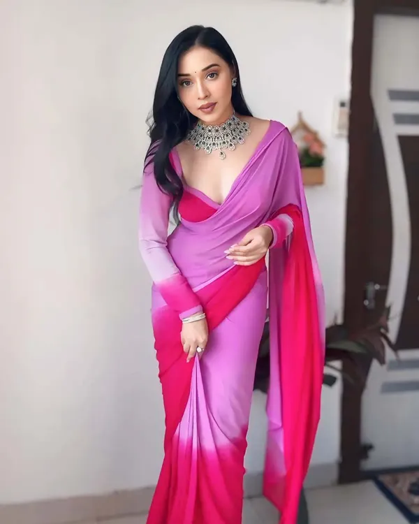 Soft_Printed_Georgette_Ready_To_Wear_Saree_With_Blouse_Piece