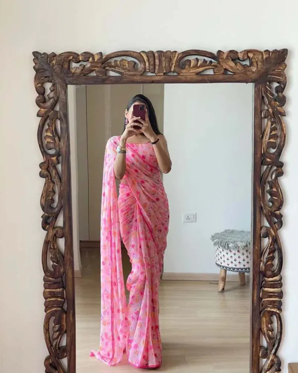 Sidhidata_Women'S_Georgette_Printed_Ready_To_Wear_One_Minute_Saree_With_Unstitched_Blouse_Piece