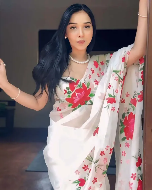 Women'S_White_Georgette_Saree