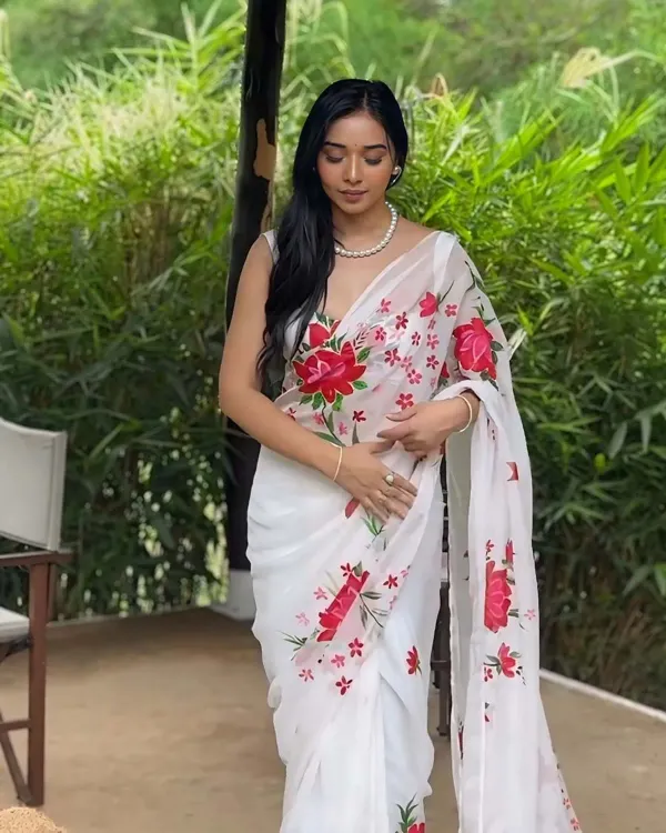 Women'S_White_Georgette_Saree